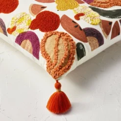 18"x18" Square Cotton Embroidered Harvest Accent Pillow White/Red/Mustard - Opalhouse™ Designed With Jungalow™ -Home Furnishings Store GUEST 2a242e61 0c06 4d42 a26e 193797b3c7b4