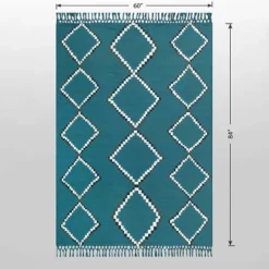 5' X 7' Soft Moroccan Tapestry With Double Knot Fringe Woven Outdoor Rug Teal - Opalhouse™ -Home Furnishings Store GUEST 59e527ba 7512 4b3c 92ea 0b2f51cfc486
