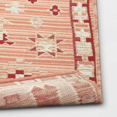 5'x7' Tapestry Rectangular Woven Outdoor Area Rug Red/Pink - Opalhouse™ 5 5'x7' Tapestry Rectangular Woven Outdoor Area Rug Red/Pink - Opalhouse™ - Image 3