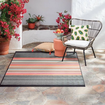 5' X 7' Outdoor Rug Multi Stripe Global Pink - Opalhouse™ 5 5' X 7' Outdoor Rug Multi Stripe Global Pink - Opalhouse™ - Image 3