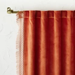 1pc Light Filtering Velvet Macrame Trim Window Curtain Panel Burnt Orange - Opalhouse™ Designed With Jungalow™ -Home Furnishings Store GUEST 9bfd56a0 ad5c 4df0 98b1 851ec6623ce3