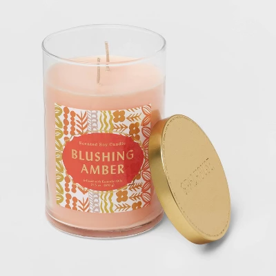 21.5oz 2-Wick Blushing Amber Lidded Glass Jar Candle Orange - Opalhouse™ 4 21.5oz 2-Wick Blushing Amber Lidded Glass Jar Candle Orange - Opalhouse™ - Image 2